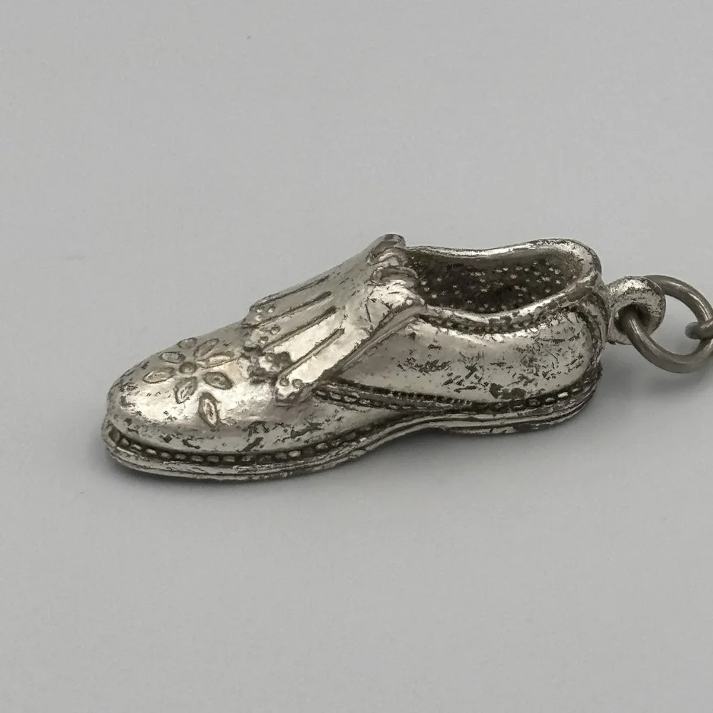 Vintage Battani Foot Joy Silver Shoe Keychain Charm‎ Silver Tone Shoe